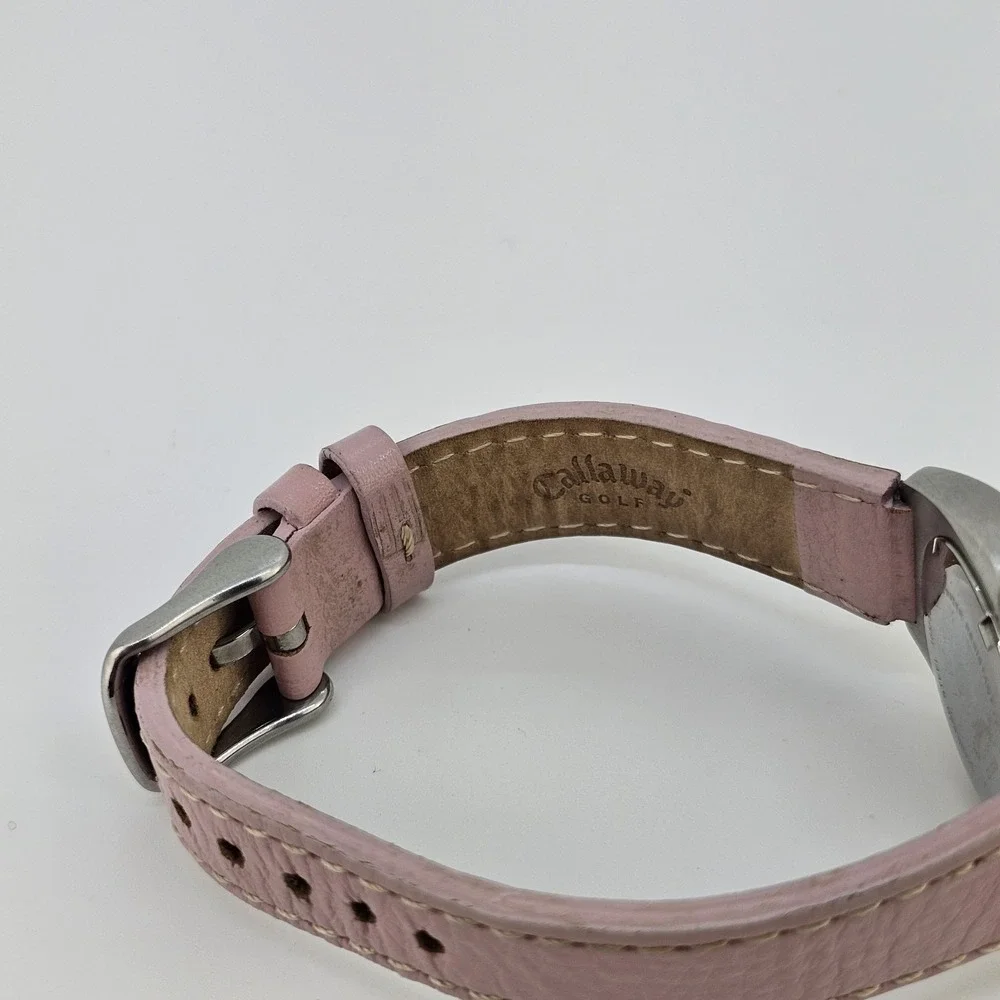 Callaway Golf Watch Women's 28MM Pink Dial Date Pink Leather Bands New Battery‎